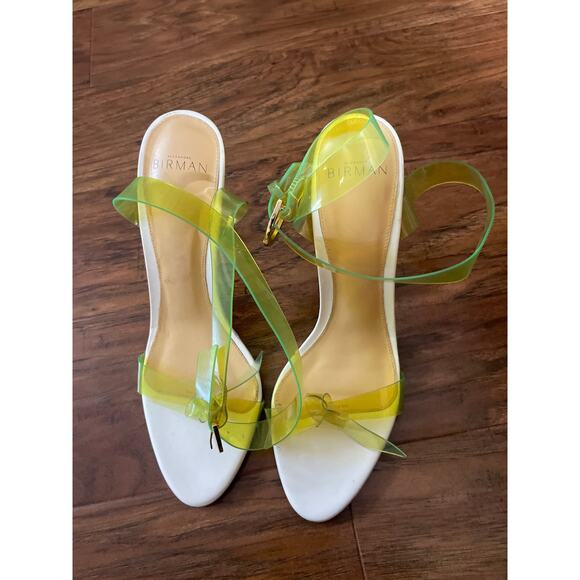 ALEXANDRE BIRMAN Clarita Knotted Ankle Strap Shoe Sandals White Chartreuse 39 9 - Picture 3 of 5
